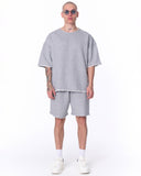 Men's Oversized Thick Fabric Gray Shorts Suit (3)