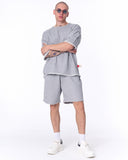 Men's Oversized Thick Fabric Gray Shorts Suit (7)