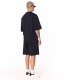 Men's Oversized Light Fabric Shorts Set Black (3)