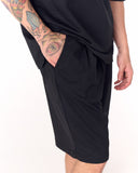 Men's Oversized Light Fabric Shorts Set Black (8)