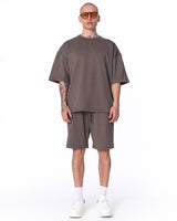 Ensemble short oversize en tissu léger pour homme Kaki