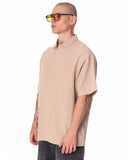 Men's Linen Fabric Oversized Beige Shirt (2)