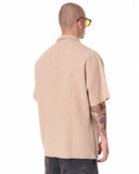 Men's Linen Fabric Oversized Beige Shirt (3)