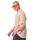 Men's Linen Fabric Oversized Beige Shirt (6)