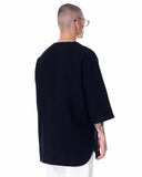 Men's Linen Fabric Oversized Black T-shirt (3)