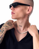 Urban Style Steel Chain-Pearl Necklace (4)