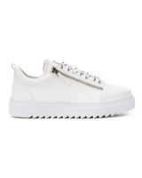 Men's Low Top Sneakers Silver Zipper Designer Shoes White