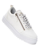 Men's Low Top Sneakers Silver Zipper Designer Shoes White (4)