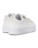 Men's Low Top Sneakers Silver Zipper Designer Shoes White (3)