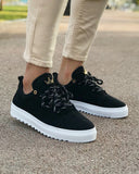 Men’s Low Top Suede Sneakers Shoes Black (8)