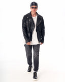 Men's Leather Biker Jacket "Tupac" Black (7)