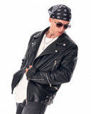 Men's Leather Biker Jacket "Tupac" Black (9)