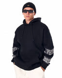 Men's Oversized Sleeve Signature Detailed Black Hoodie (4)