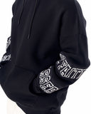 Men's Oversized Sleeve Signature Detailed Black Hoodie (6)