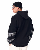 Men's Oversized Sleeve Signature Detailed Black Hoodie (7)