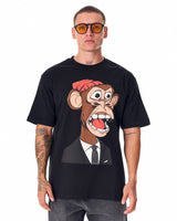 Men's Monkey Printed Oversized Black T-shirt