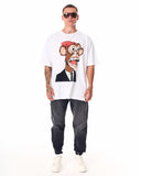 Men's Monkey Printed Oversized White T-shirt (7)