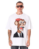 Men's Monkey Printed Oversized White T-shirt