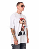 Men's Monkey Printed Oversized White T-shirt (2)