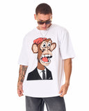 Men's Monkey Printed Oversized White T-shirt (5)