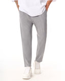 Gray Casual Slim-Fit Trousers