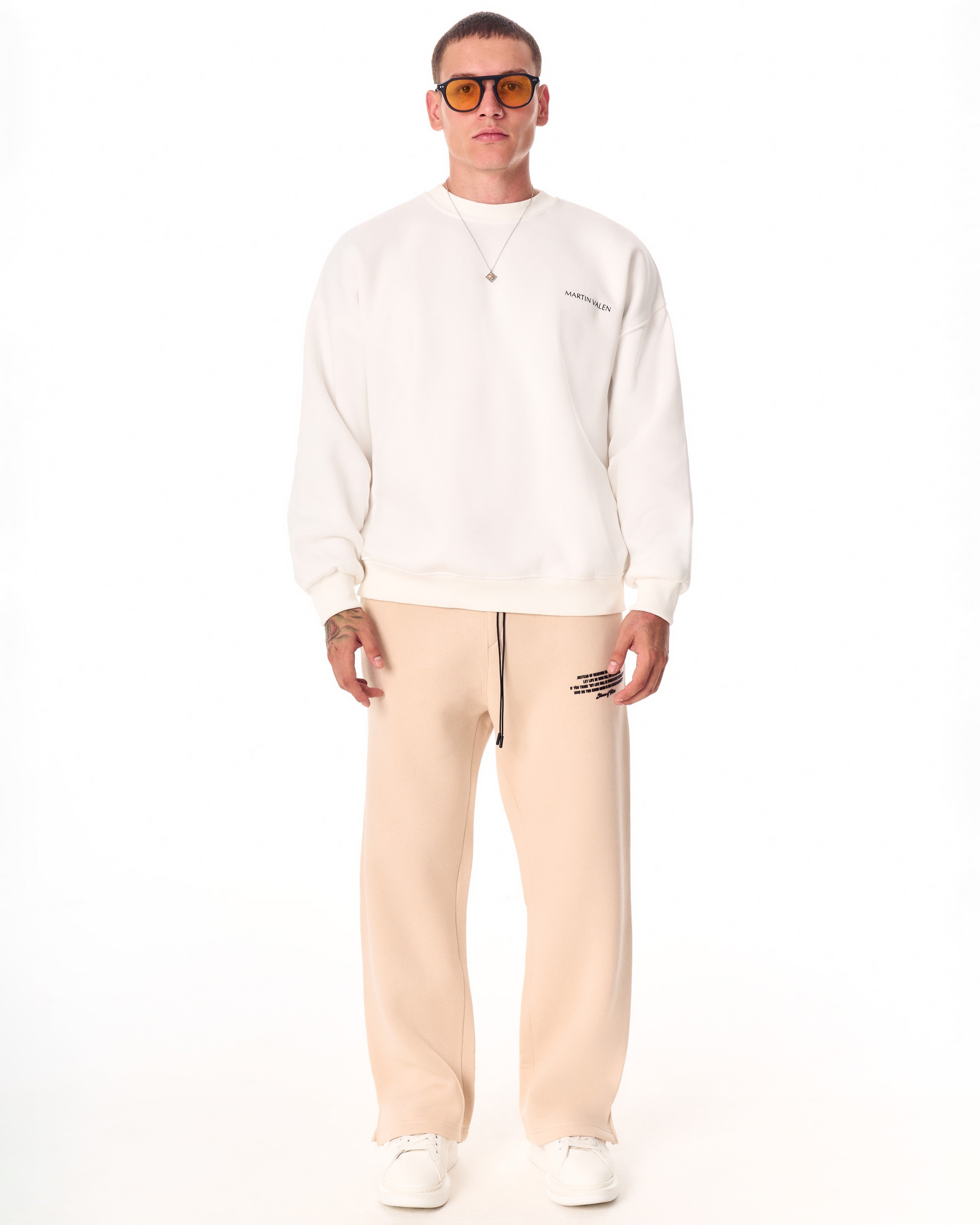 MV Beige Baggy Sweatpants | Martin Valen