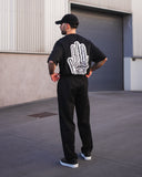 Men's Oversized Chest and Back 3D Printed Black Heavy T-Shirt