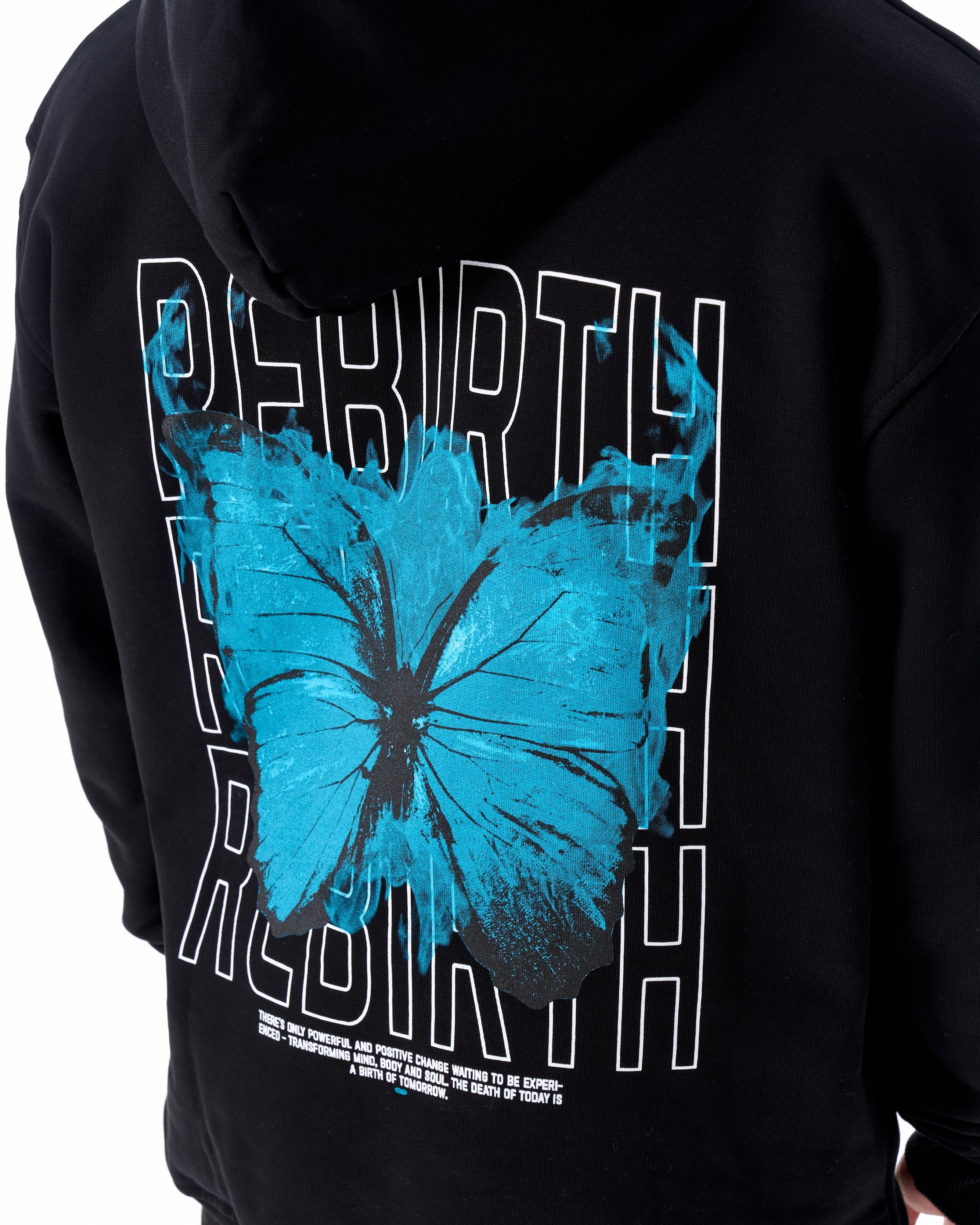 Butterfly Rebirth Oversized Black Hoodie | Martin Valen