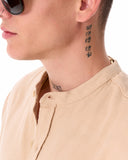 Mandarin Neck Oversized Linen Beige Shirt (4)