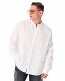 Mandarin Neck Oversized Linen White Shirt (6)