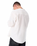Mandarin Neck Oversized Linen White Shirt (8)