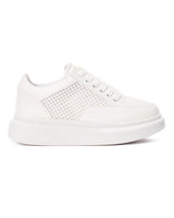 Martin Valen Femmes Semelle Haute Baskets en Maille Pleine en Blanc