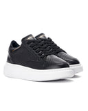Women's Chunky Full Mesh Sneakers in Black and White (2)