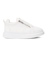 Dames Sneakers met Hoge Zool en Ritsen in Wit