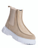 Beige Suede Slip On Genuine Leather Boots For Men (4)