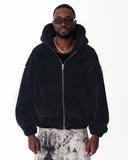 Black Plush Zipper Hoodie with 3D Embroidery (14)