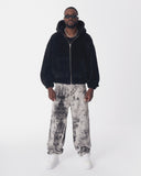 Black Plush Zipper Hoodie with 3D Embroidery (25)