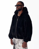 Black Plush Zipper Hoodie with 3D Embroidery (16)