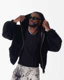 Black Plush Zipper Hoodie with 3D Embroidery (18)