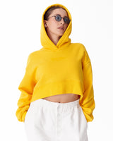 Felpa con Cappuccio Oversize Crop da Donna Gialla
