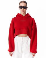 Felpa con Cappuccio Oversize Crop da Donna Rossa
