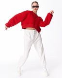 Women's Oversized Crop Hoodie Red (4)