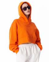 Felpa con Cappuccio Oversize Crop da Donna Arancione