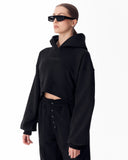 Women's Oversized Crop Hoodie Black (3)