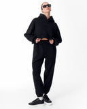 Women's Oversized Crop Hoodie Black (6)