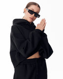 Women's Oversized Crop Hoodie Black (9)