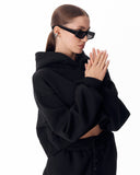 Women's Oversized Crop Hoodie Black (10)