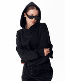 Women's Oversized Crop Hoodie Black (8)