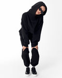 Women's Oversized Crop Hoodie Black (7)