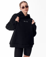 Etnosign Felpa con Cappuccio Oversize Nera per Donna